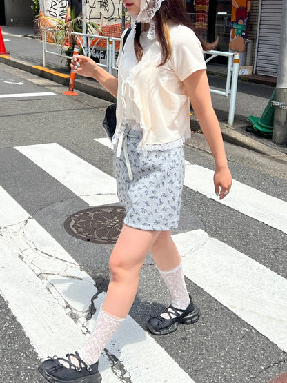 ※残りわずか！＜SL2242603＞　フラワースウェットミニスカート