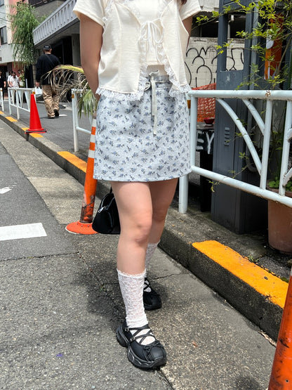 ※残りわずか！＜SL2242603＞　フラワースウェットミニスカート