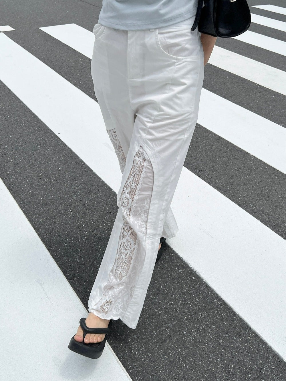＜SL2242609＞　レーススリットパンツ