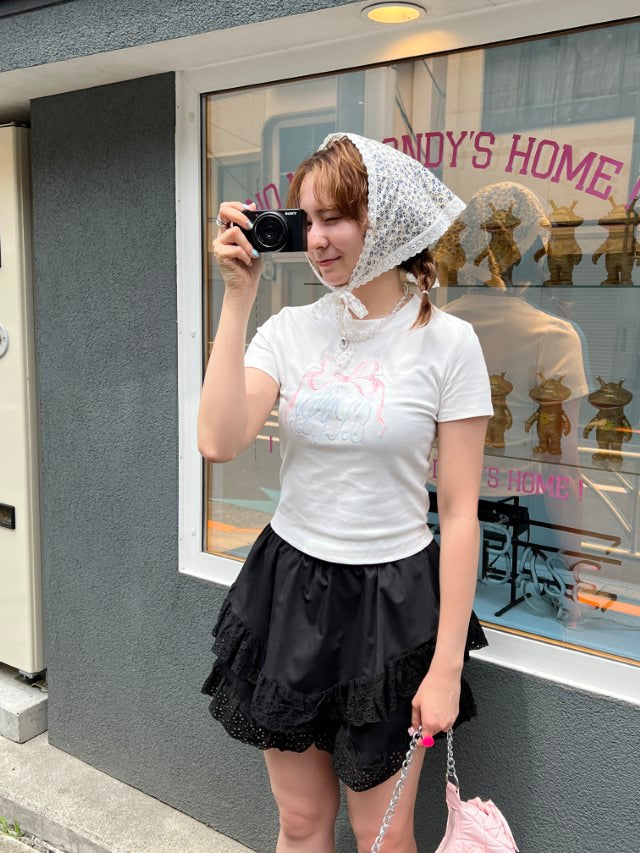 ＜SL2242610＞　リボンクロップドTシャツ
