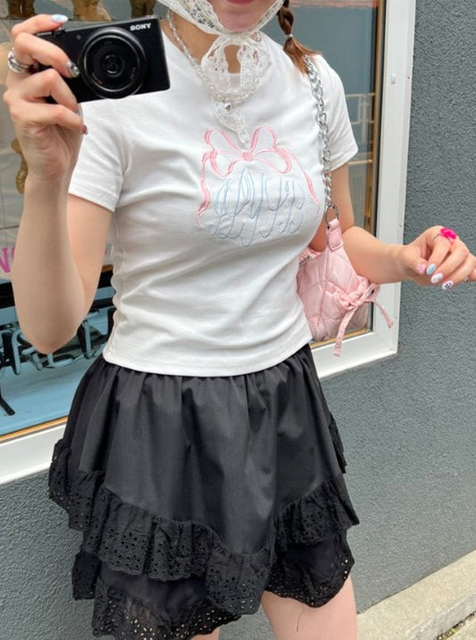 ＜SL2242610＞　リボンクロップドTシャツ