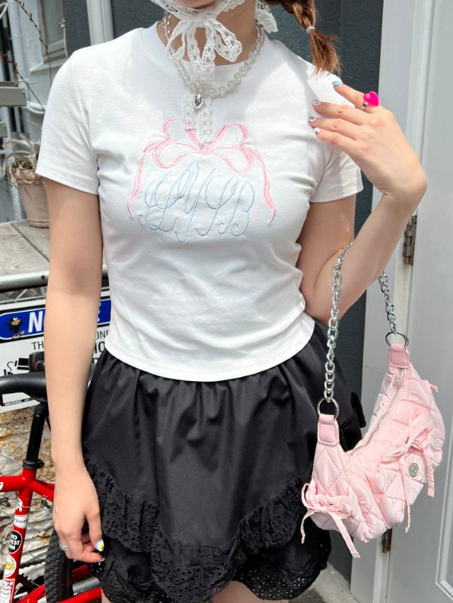 ＜SL2242610＞　リボンクロップドTシャツ