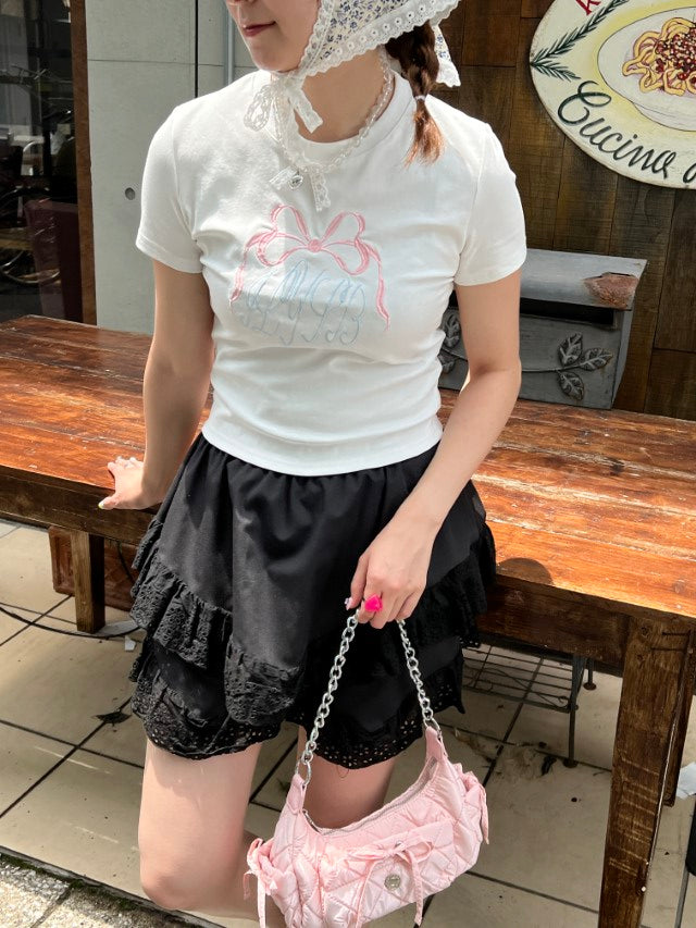 ＜SL2242610＞　リボンクロップドTシャツ