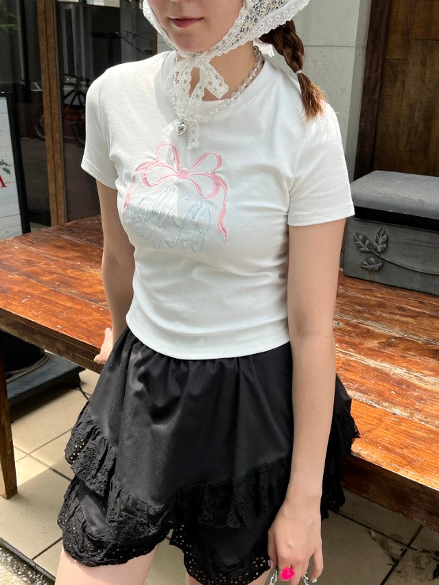 ＜SL2242610＞　リボンクロップドTシャツ