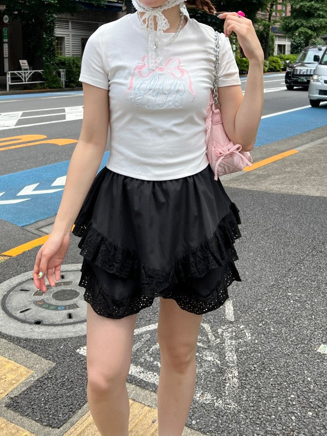 ＜SL2242610＞　リボンクロップドTシャツ