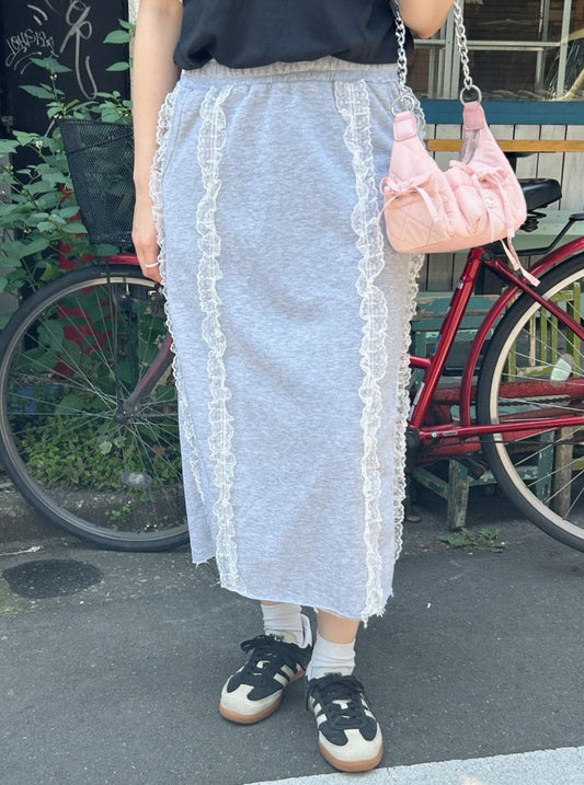 ＜SL2242605＞　フリルレーススウェットスカート