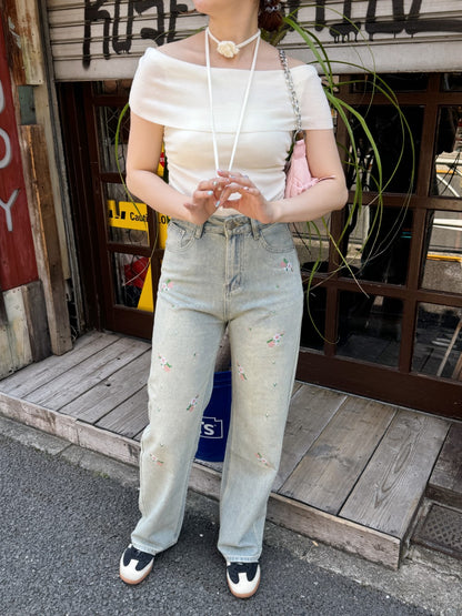 ※残りわずか! ＜SL2242626＞　バラチョーカー付オフショルトップス