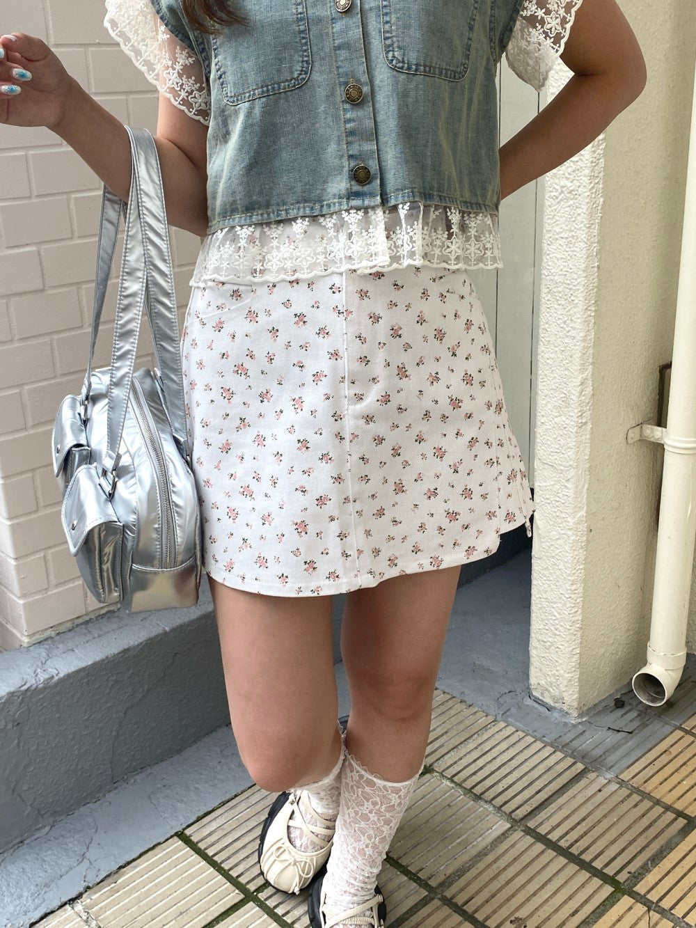 ＜SL2242641＞　小花柄ミニスカート