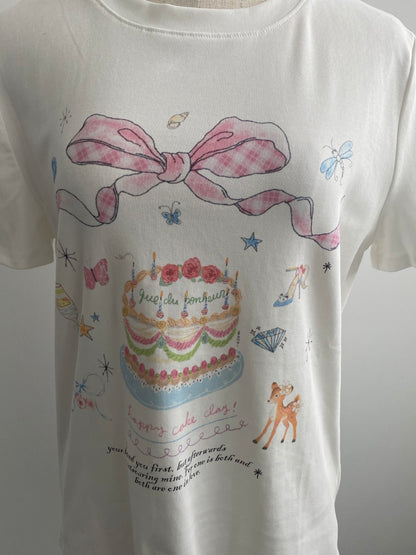 ＜SL2242621＞　vintage ribbon cake tee