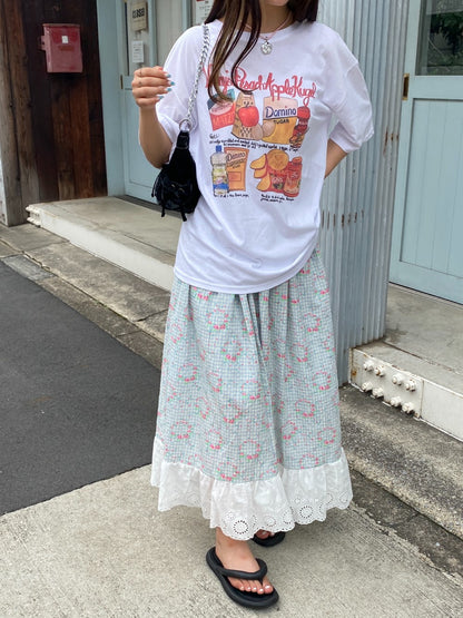 ＜SL2242651＞　フラワーデザインチェックスカート