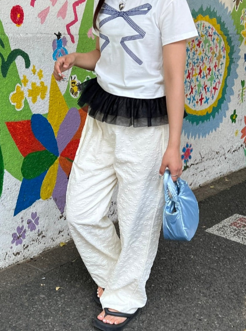 ＜SL2241665＞　フラワーエンボスパンツ
