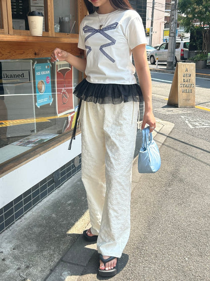 ＜SL2241665＞　フラワーエンボスパンツ