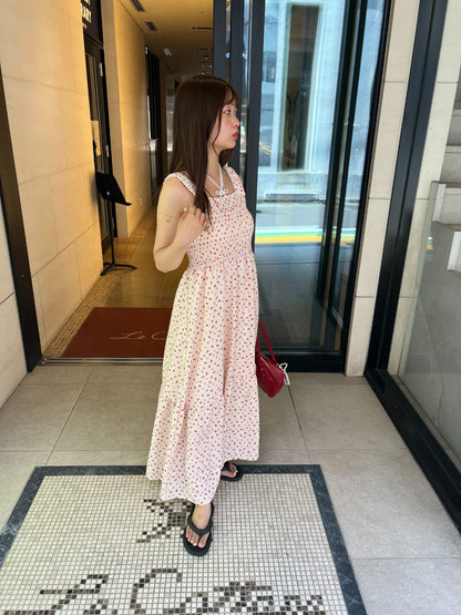 ＜SL2242658＞　小花柄シャーリングロングワンピース
