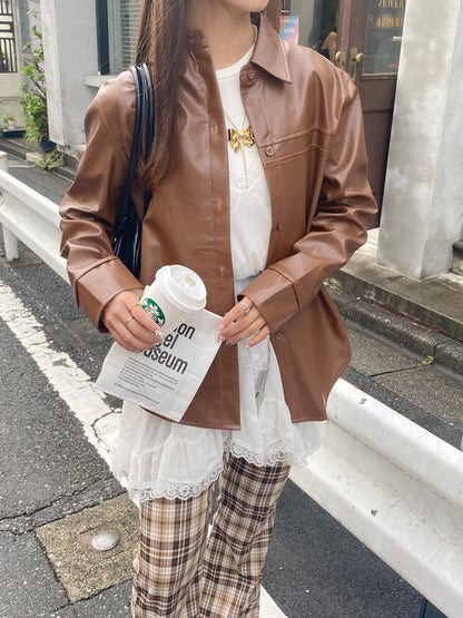 ＜SL2243620＞　レザービッグシルエットジャケット