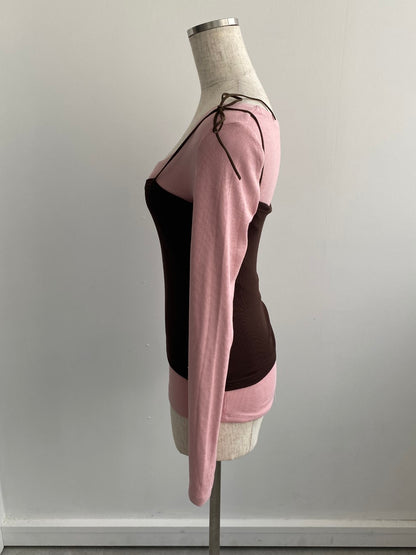 ＜SL2243615＞　2WAYレイヤードリボントップス