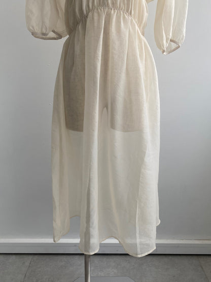 ＜LI2243001＞　シアーパフスリーブワンピース