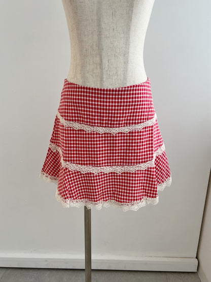 ＜SL2243633＞　check lace mini skirt
