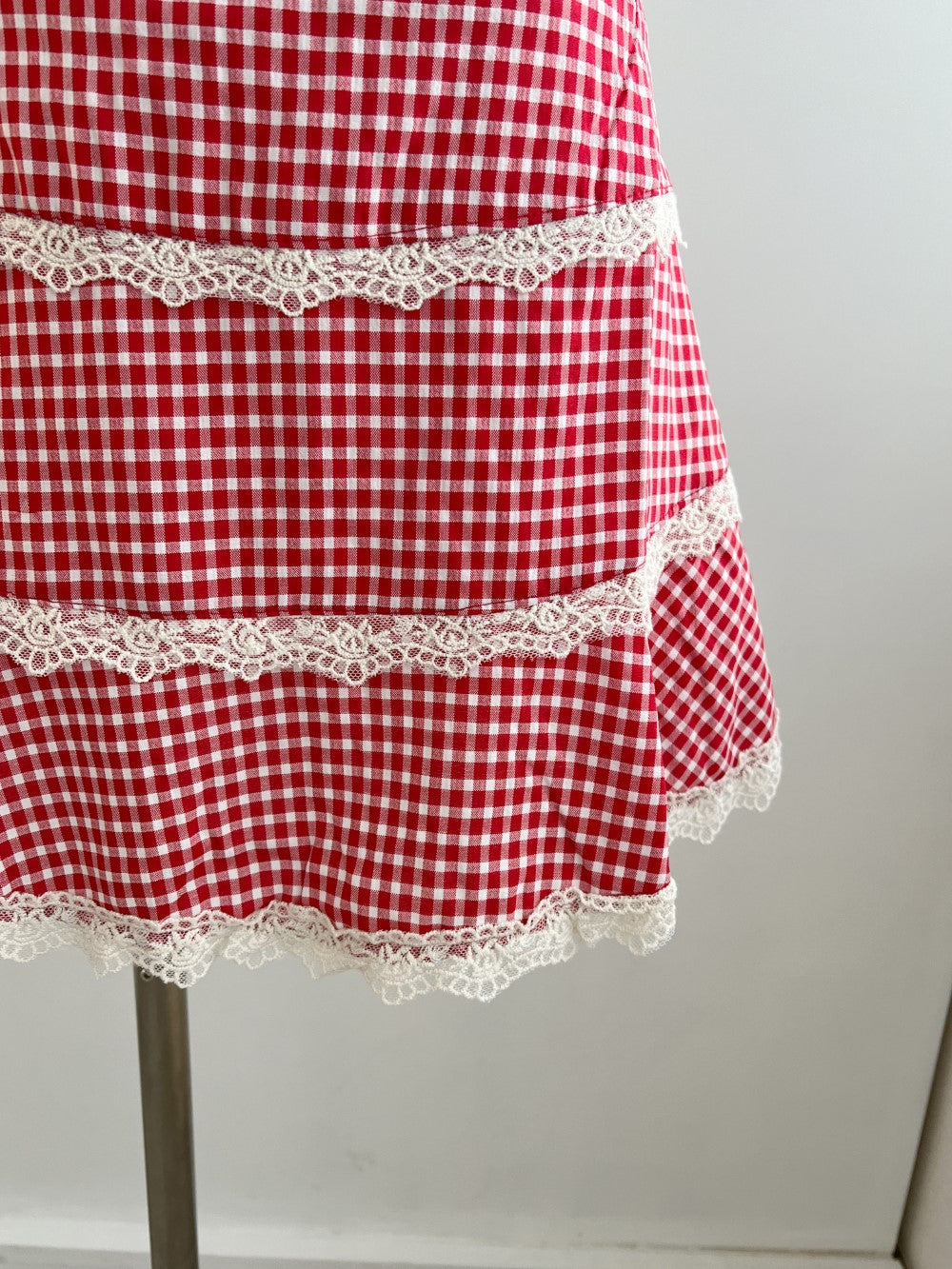 ＜SL2243633＞　check lace mini skirt