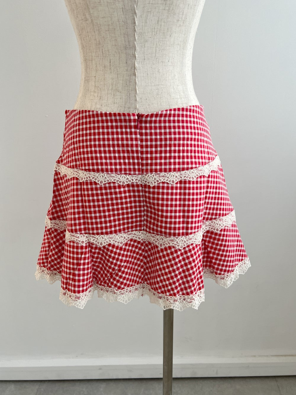 ＜SL2243633＞　check lace mini skirt