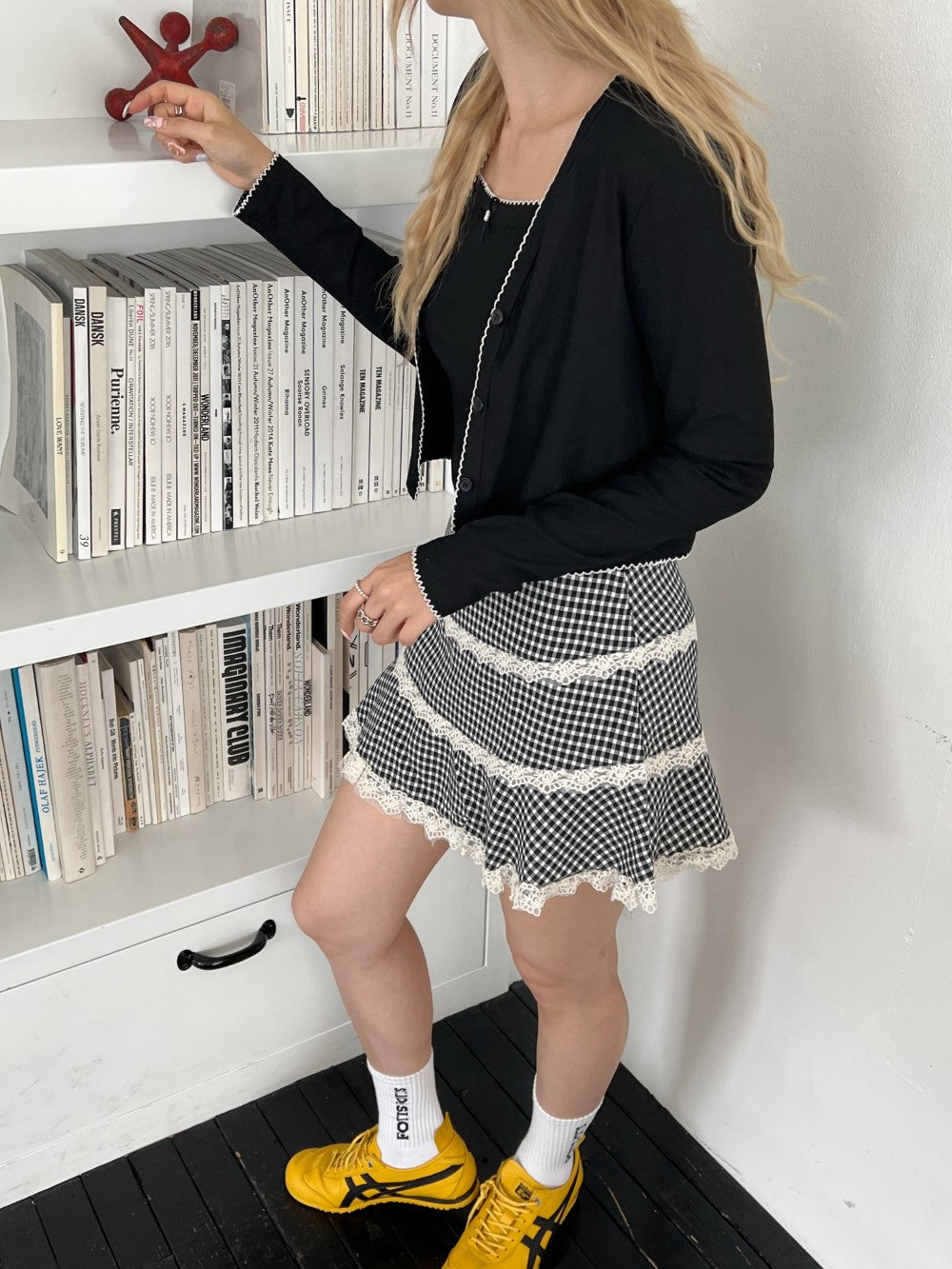 ＜SL2243633＞　check lace mini skirt