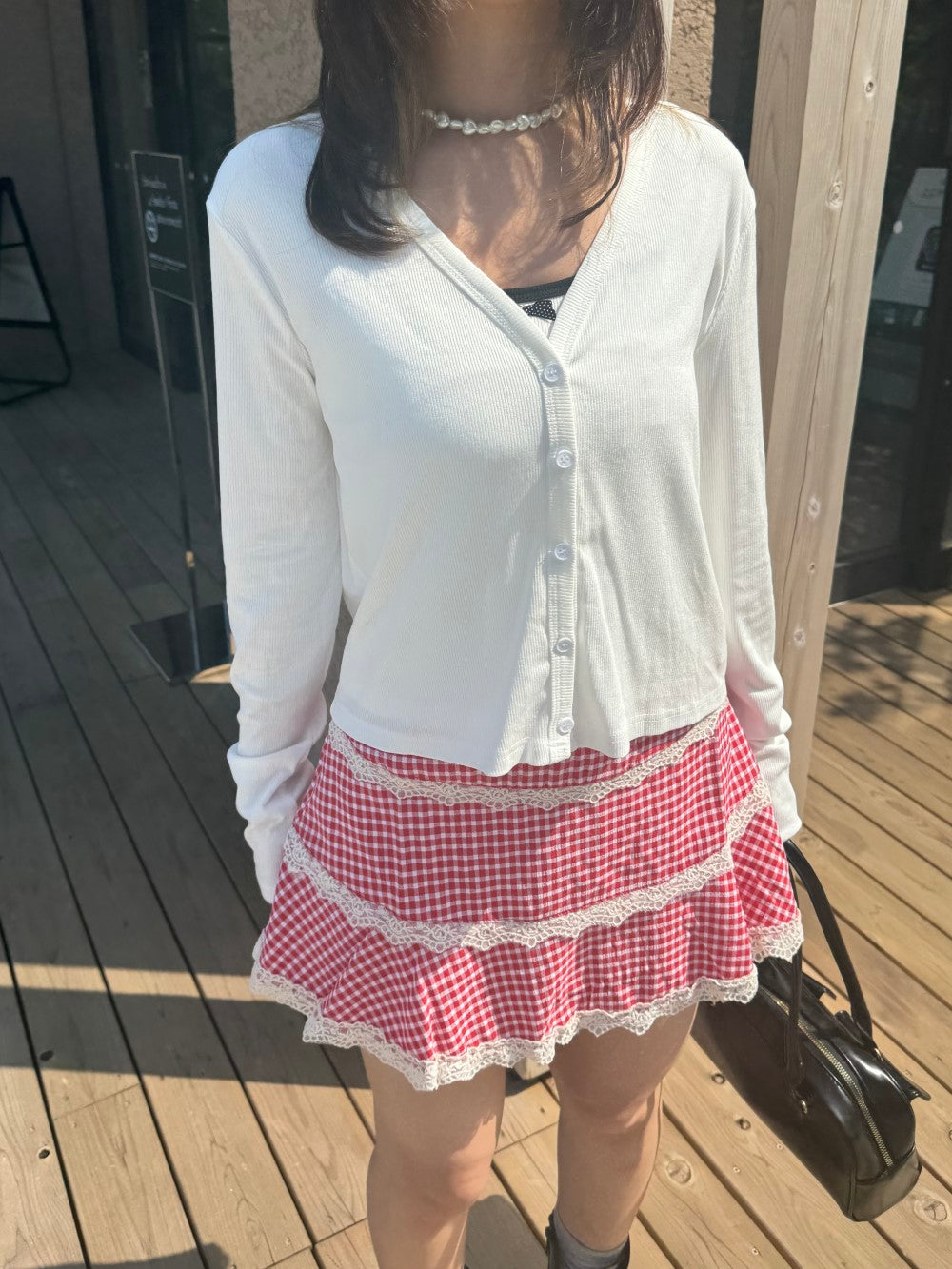 ＜SL2243633＞　check lace mini skirt