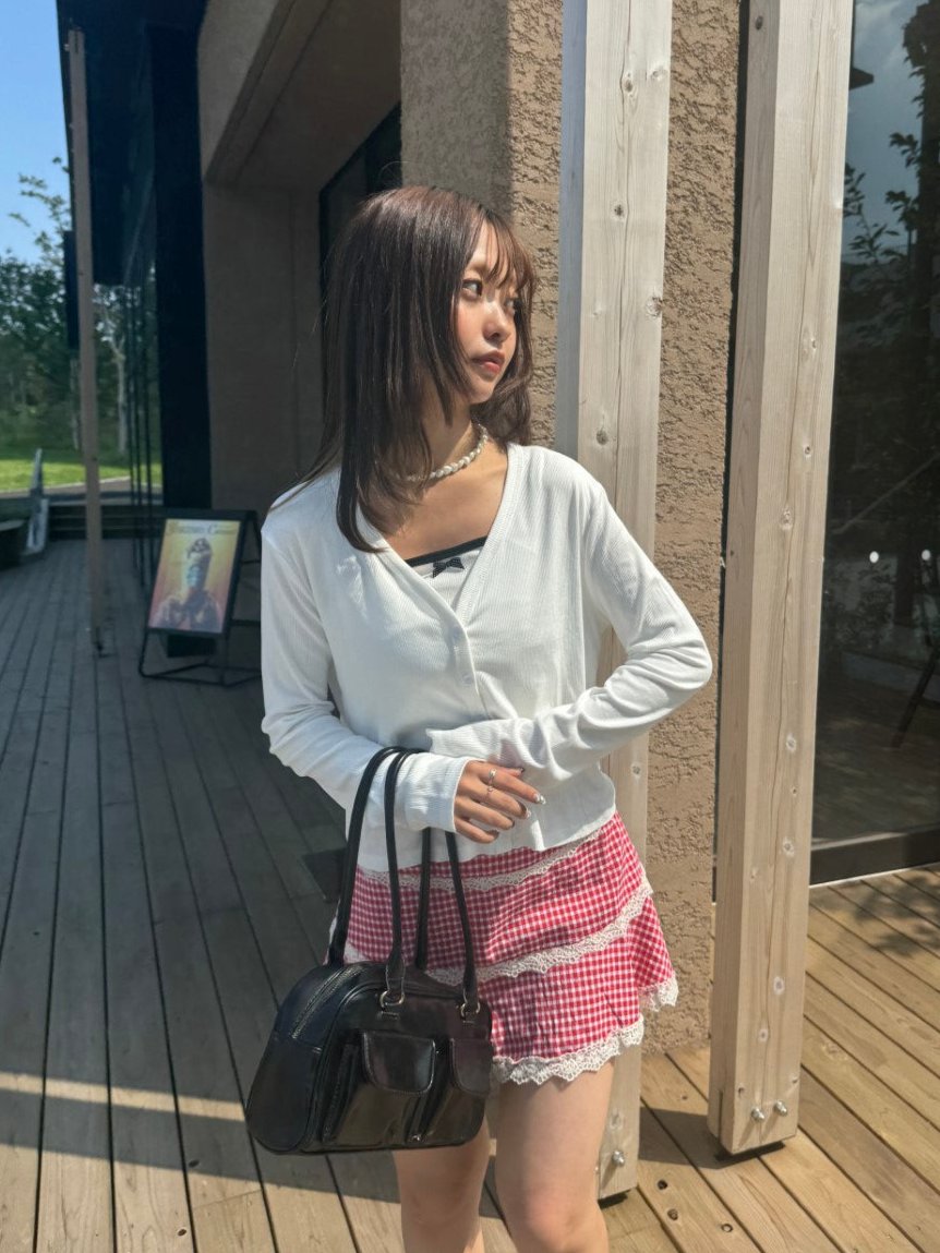 ＜SL2243633＞　check lace mini skirt