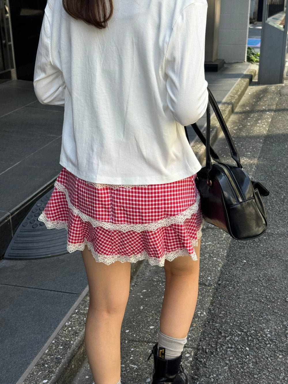 ＜SL2243633＞　check lace mini skirt