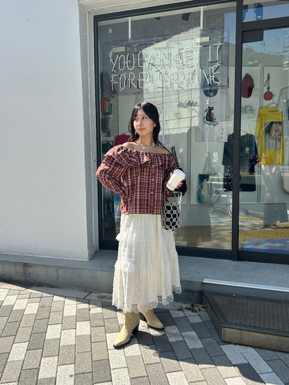 ＜SL2243666＞　2WAYチェックボリュームブラウス