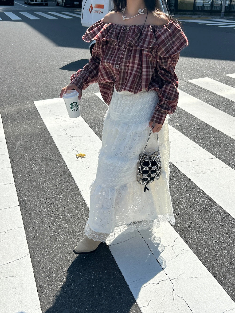 ＜SL2243666＞　2WAYチェックボリュームブラウス