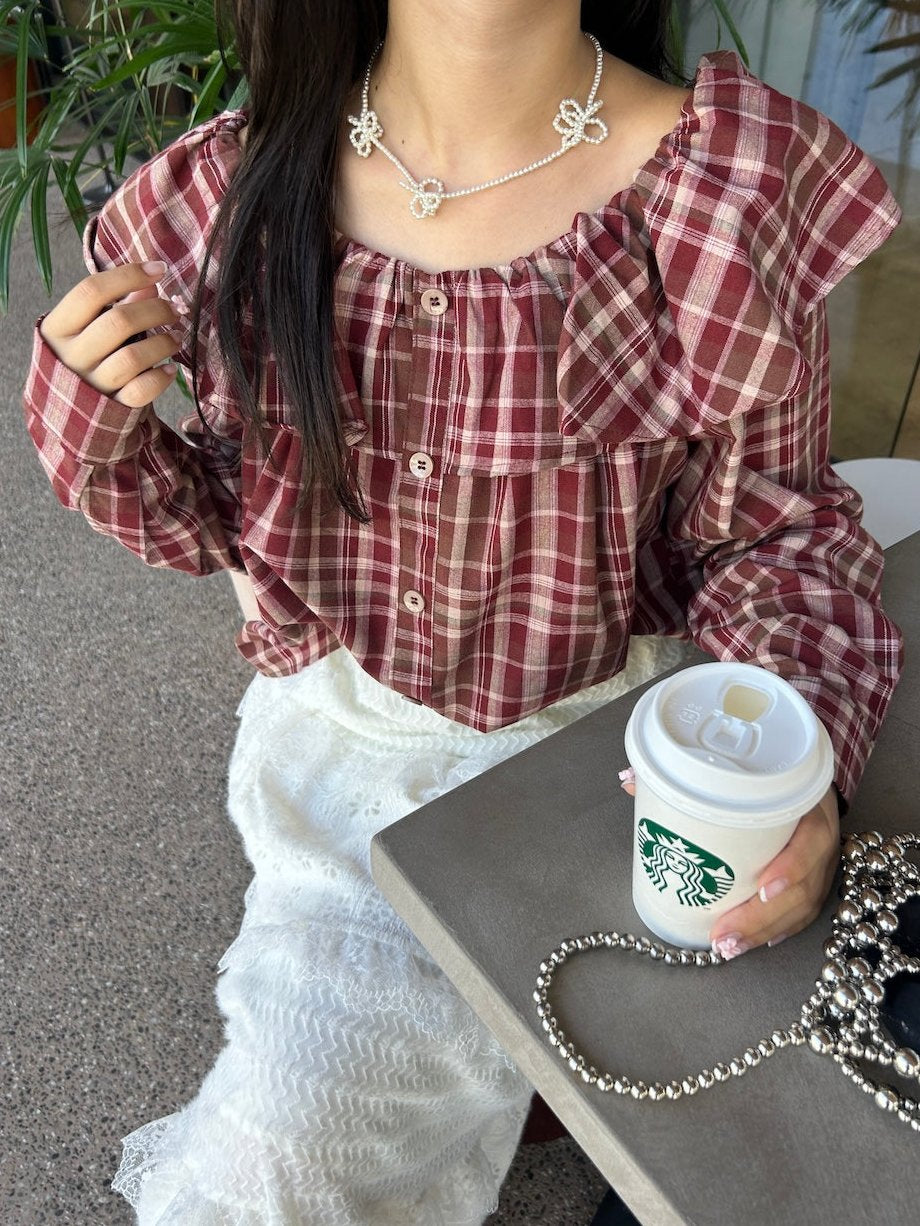 ＜SL2243666＞　2WAYチェックボリュームブラウス