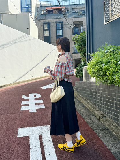 ＜SL2243655＞　ワンショルダーチェックトップス