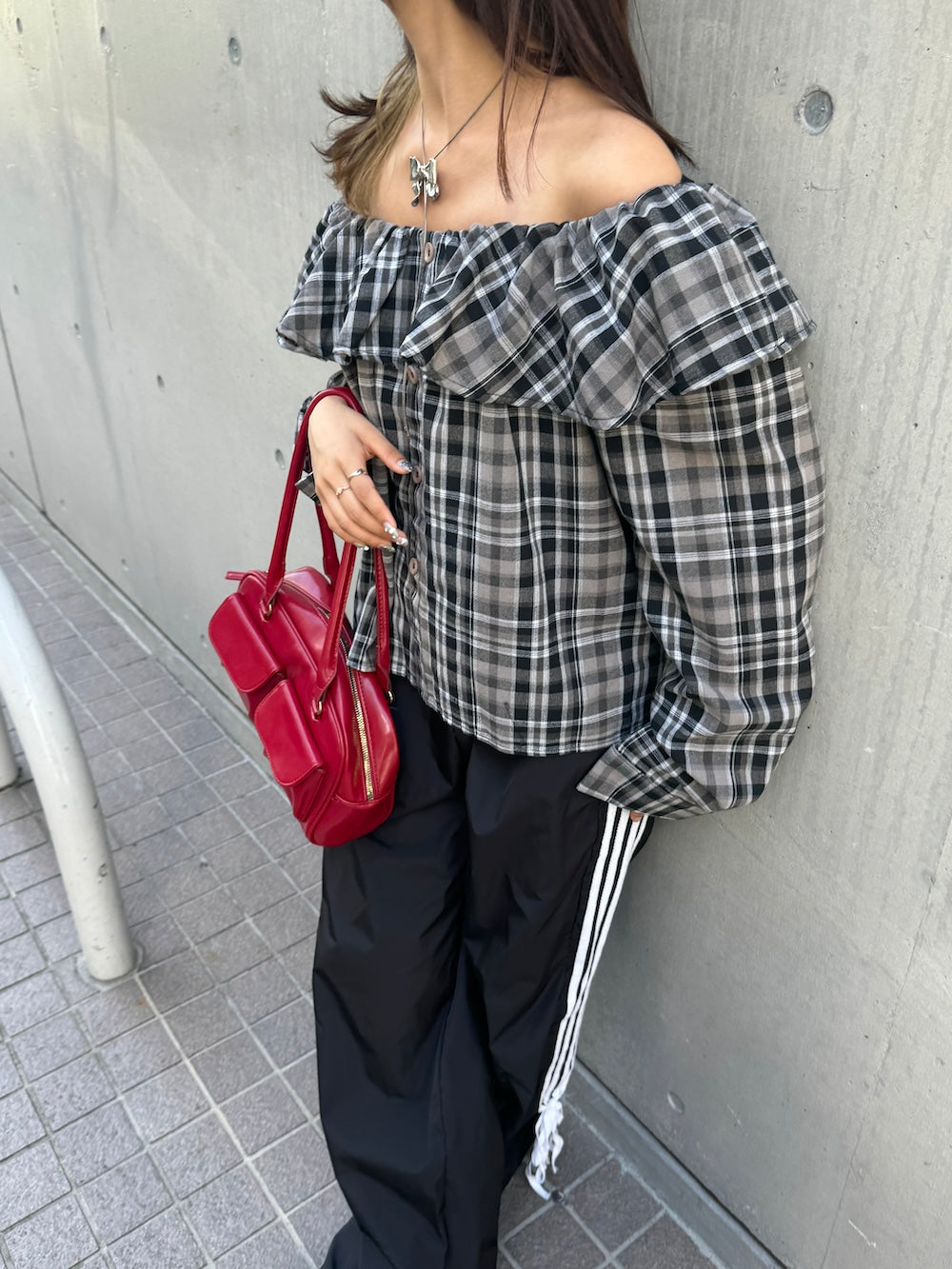 ＜SL2243666＞　2WAYチェックボリュームブラウス