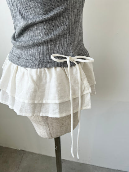 ＜SL2244666＞　ヘンリーネック切り替えフリルチュニック