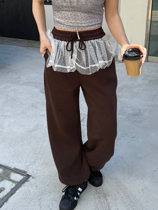 ＜SL2251652＞　レースフリルスウェットパンツ