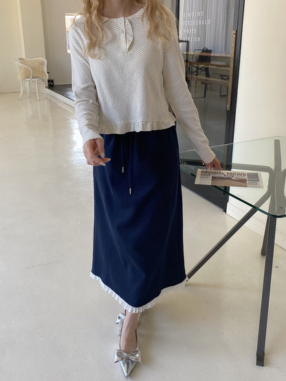 ＜SL2251642＞　レースヘムスウェットスカート