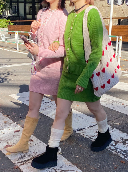 ＜SL2234614＞　ワッフルカーディガン＆スカートSET
