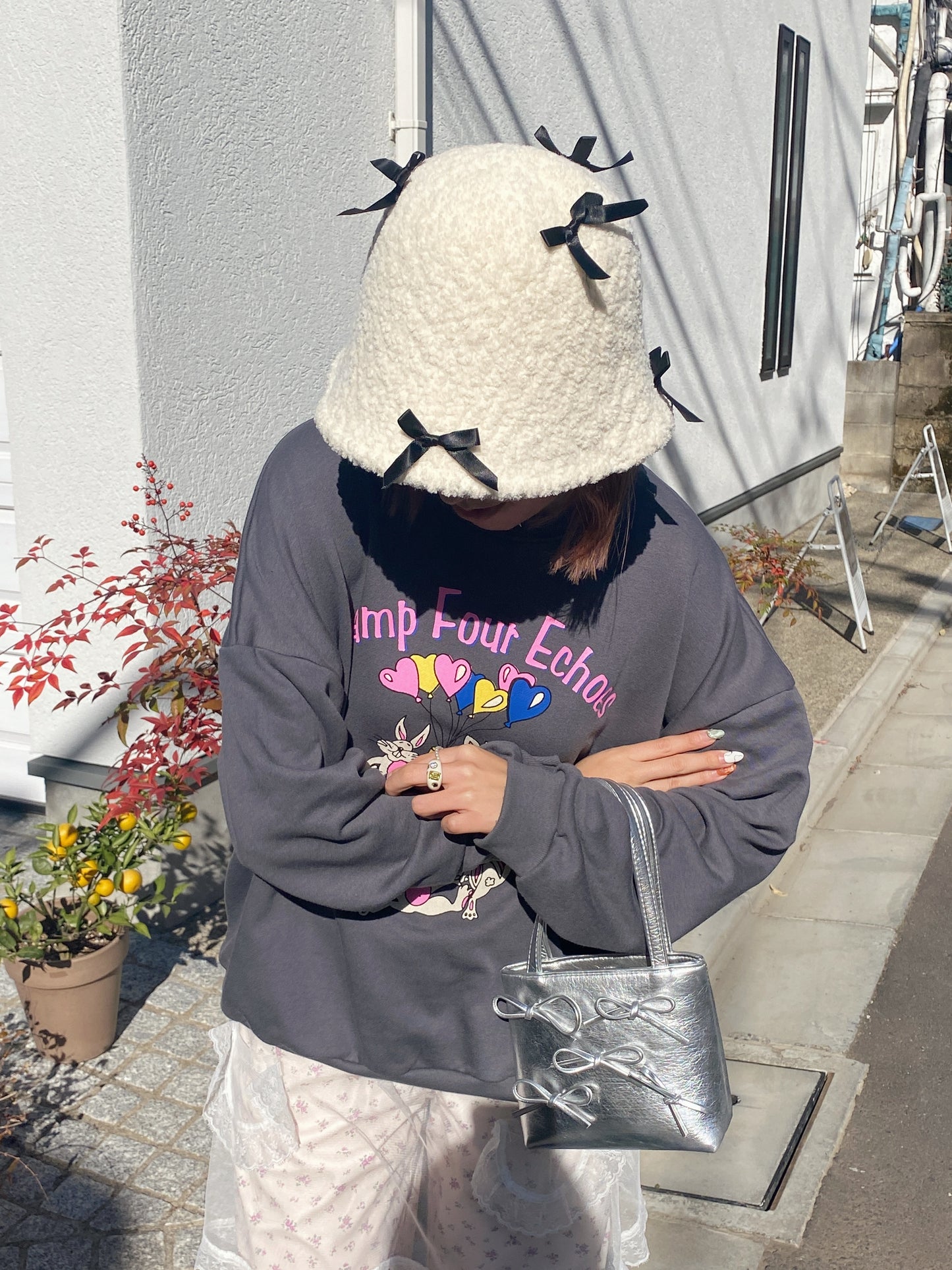 ＜SL5234601＞　もこもこリボンバケットハット