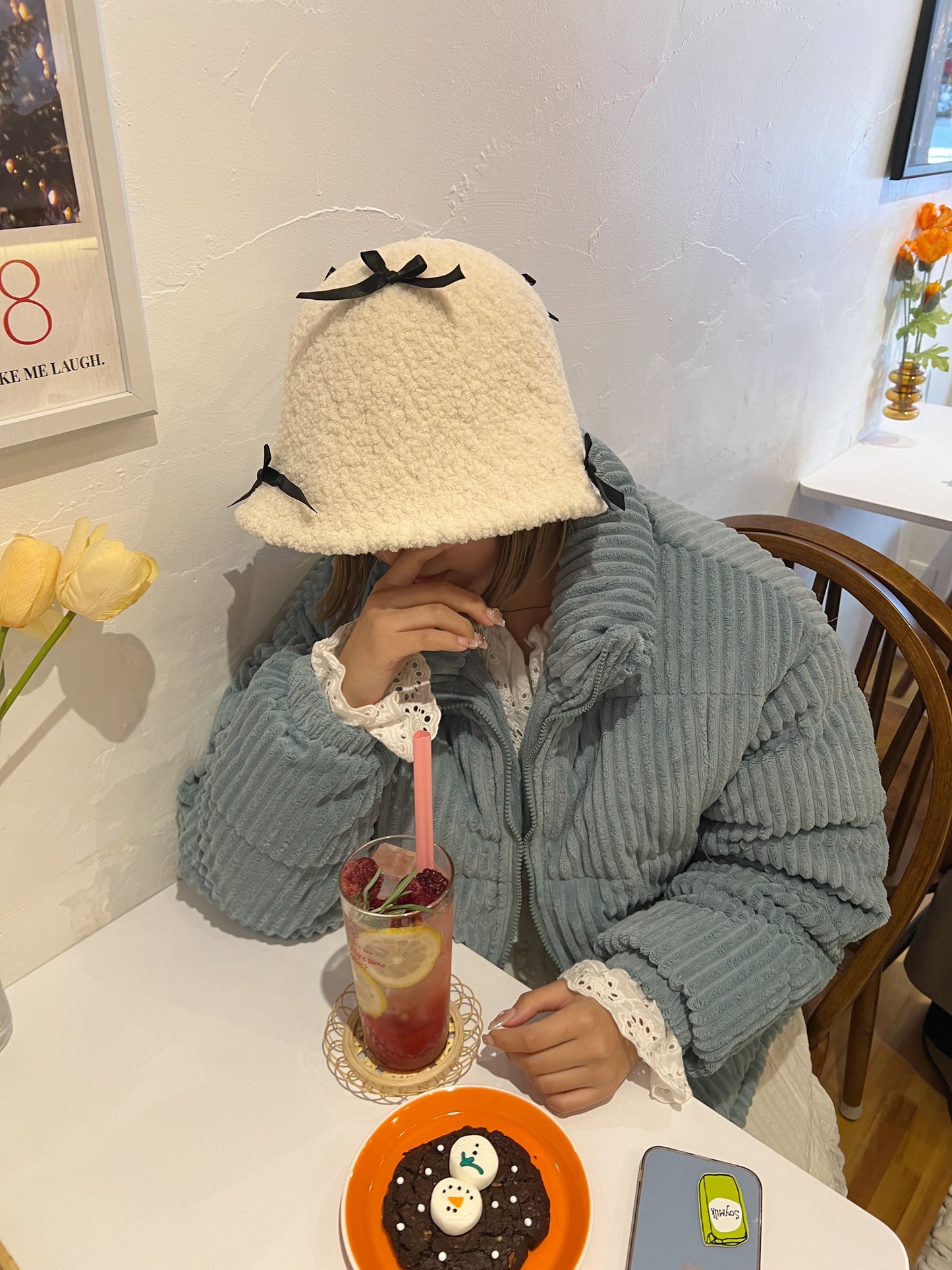 ＜SL5234601＞　もこもこリボンバケットハット