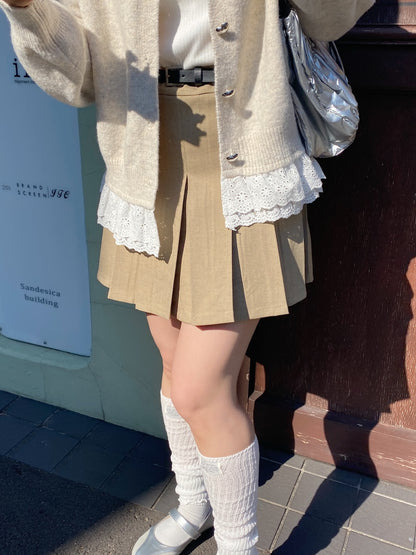 ＜SL2251610＞　ベルト付きプリーツミニスカート