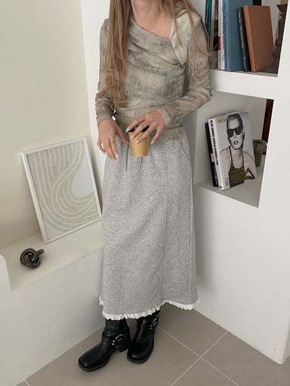 ＜SL2251642＞　レースヘムスウェットスカート