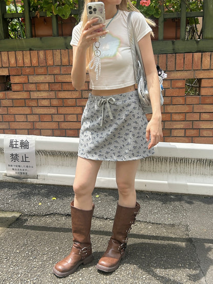 ※残りわずか！＜SL2242603＞　フラワースウェットミニスカート