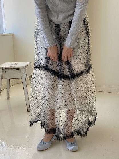 ＜SL2251647＞　ドットチュールロングスカート