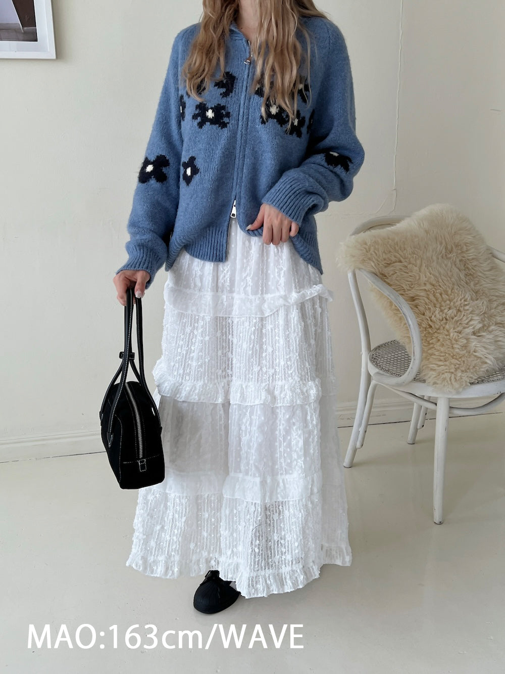 ＜SL2243632＞　shining lace tiered skirt