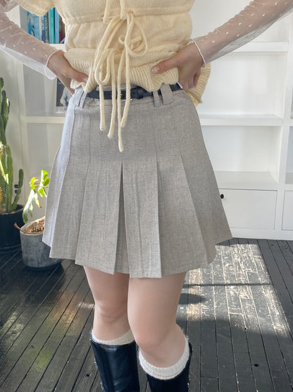 ＜SL2251610＞　ベルト付きプリーツミニスカート
