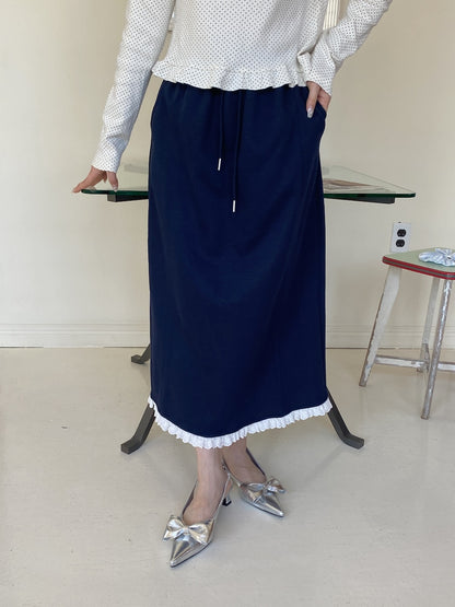 ＜SL2251642＞　レースヘムスウェットスカート
