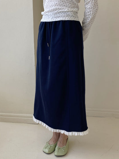 ＜SL2251642＞　レースヘムスウェットスカート