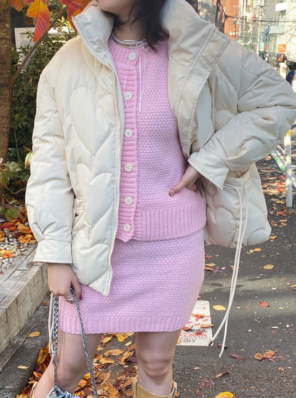 ＜SL2234614＞　ワッフルカーディガン＆スカートSET