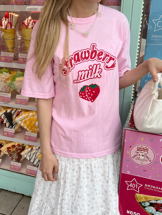＜SL2241658＞　strawberry milk tee