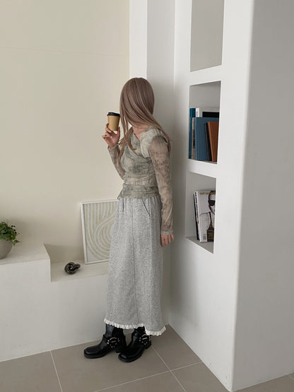 ＜SL2251642＞　レースヘムスウェットスカート