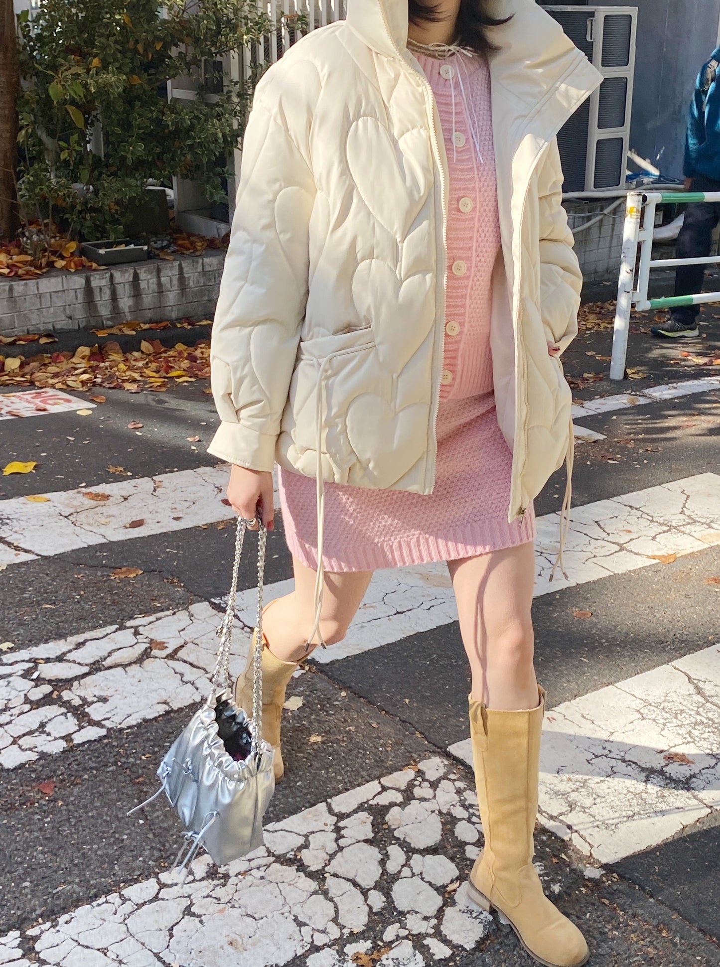 ＜SL2234614＞　ワッフルカーディガン＆スカートSET
